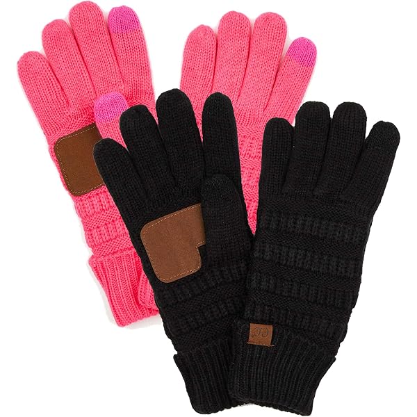 Funky Junque Oversized Beanie And Lined Glove Set - Ivory, Cable Knit, Touchscreen Friendly - View #6