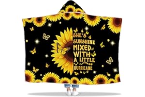 TAESUN Sunflower Gifts for Women, Sunflower Gifts Adults Wearable Blanket, Sunflower Lovers Hoodie, Sunshine Hooded Blanket 47x72 In for friends/Mom/Sister Birthday, Christmas, New Year Present