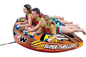 WOW Sports Thriller Towable Deck Tube for Boating Adults, Tubing Boat Inflatable for Water Sports