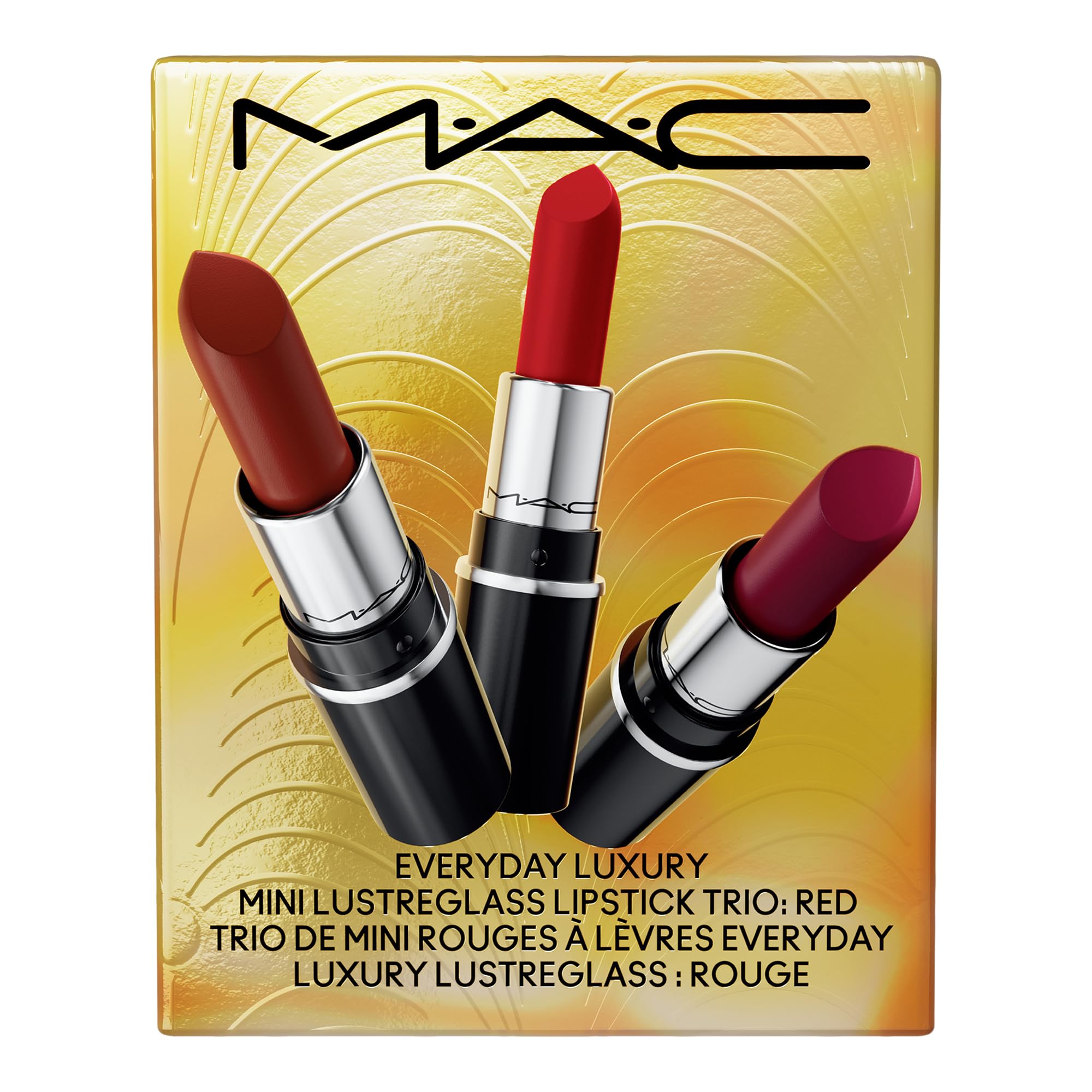 MAC Everyday Luxury Mini Lustreglass Lipstick Trio, Red, 3 Piece Set
