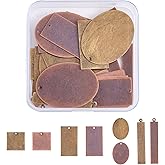COGCHARGER 40 Pieces Metal Tags Charm Pendant Brass Stamping Blank Tag Pendants Mixed Shape Charm for Jewelry Necklace Earring Making Crafts