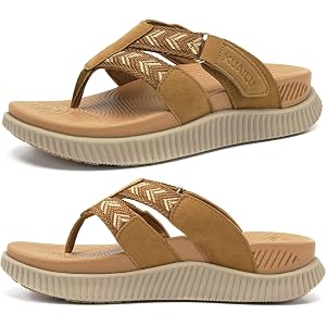 KuaiLu Flip Flops for Women Orthopedic Arch Support Summer Beach Vacation | Comfortable Cushioned Platform Thong Sandals Adju
