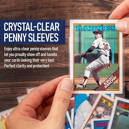 football card sleeves Premium Penny for Trading Cards which will keep your collectible trading cards safe from water 600 Counts Card Sleeves, Clear