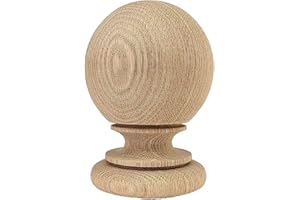H HIGHLAND MANOR WOOD PRODUCTS LLC Highland Manor Wood Products Small Kline Ball Finial - 5 1/2" Tall x 3 3/4" Wide - Unfinished Round Wooden Finial for Indoor Use - Perfect for Staircases or Bed Posts - (1 Finial) (Oak)
