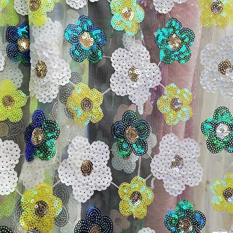 Amazon キラキラ スパンコール 刺繍 カラフルな スパンコール花刺繍メッシュ生地 薄手 手作り幅130cm ハンドメイド Diy 製作 手芸 ガーゼ 大人服 子供服向け レース 生地 Diy 縫製用 お洋服 小物づくり 幅130cm 長さ180cm 6 手芸 画材 通販