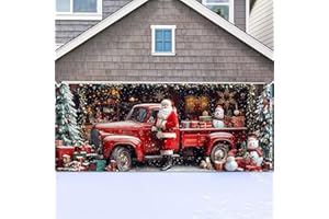 Christmas Garage Door Cover, Garage Buddy Christmas Decoration, Merry Christmas Snow Santa Holiday Garage Door Decorations, X