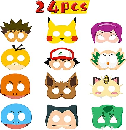 Amazon Com Mallmall6 24pcs Pikachu Masks Dress Up Costumes