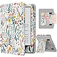 MoKo Case for 7"/6.8" Kindle Paperwhite(12th/11th Generation-2024/2021) and Kindle Colorsoft Signature Edition, Slim PU Shell Cover Case with Auto-Wake/Sleep for Kindle Paperwhite 2024, Flowers