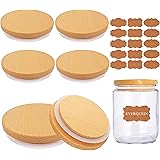 Ball jar lids, 6 Pack Wooden Mason Jar Lids, Reusable Storage Lids With Silicone Sealing Rings, Food Grade Material, Airtight