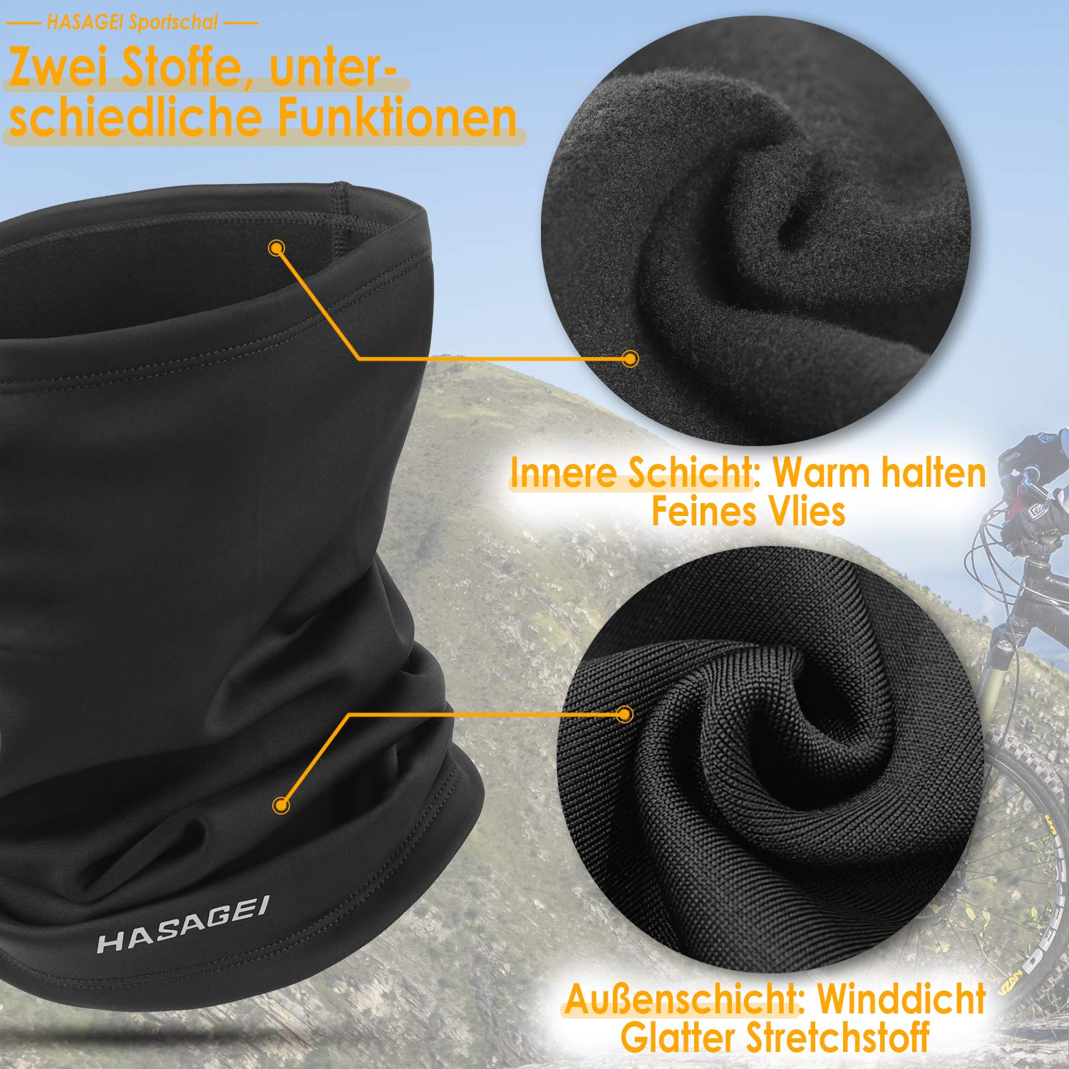 HASAGEI Loopschal Winddicht Multifunktionstuch Winter Fleece Neckwarmer Herren Loop Schal Damen Halstuch Warm Halten Sportschal Halswärmer für Skifahren Fahrrad Jogging 3