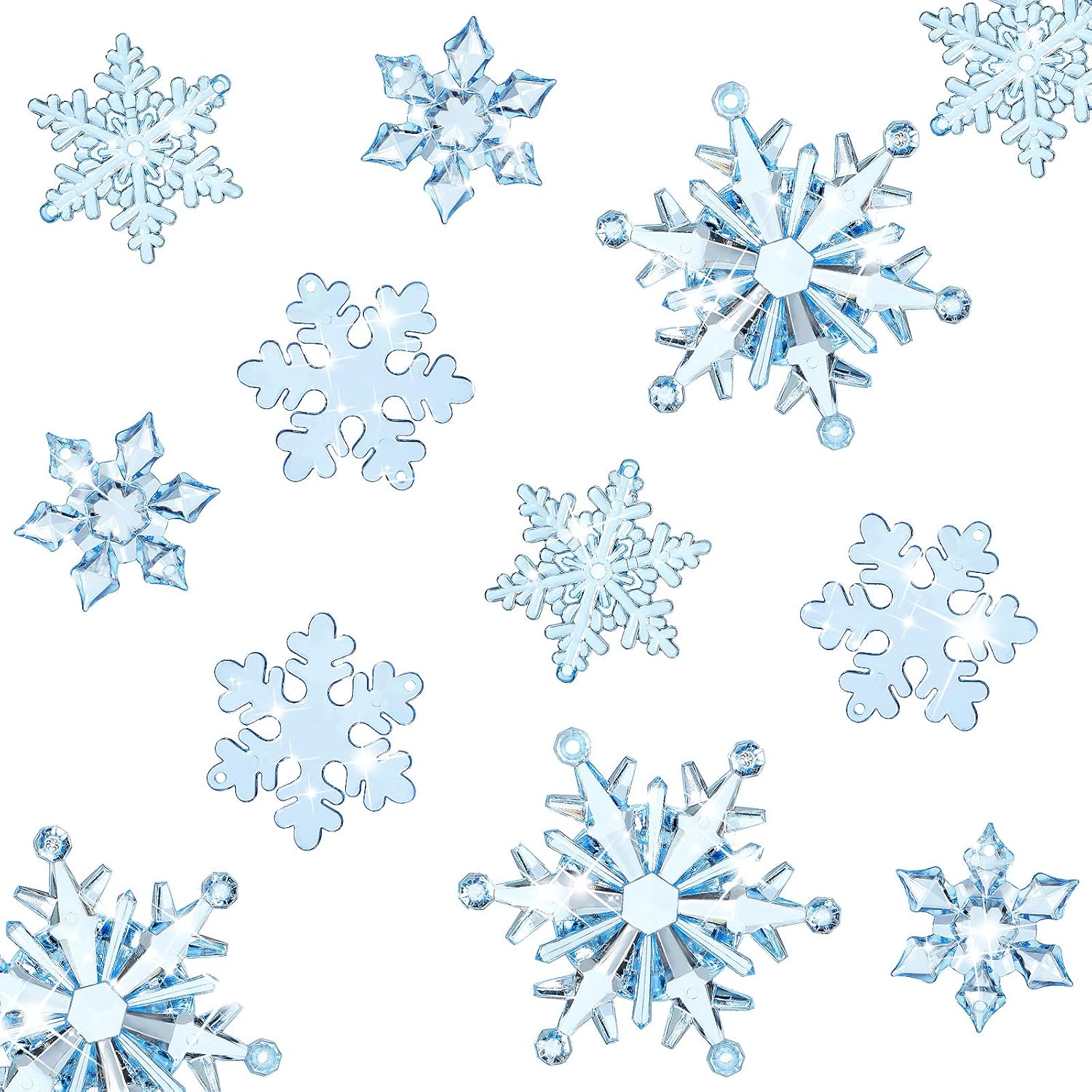 Ornaments - 40 Pieces Christmas Snowflake Ornaments Christmas Tree Decorations Acrylic Crystal Snowflakes Ornaments Decorations Winter Xmas (Blue)