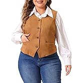 Agnes Orinda Plus Size Vests for Women Fully Lined 4 Button V-Neck Business Dressy Tuxedo Suit Vest Waistcoat