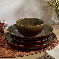 Pokini 16 Piece Double Bowl Dinnerware Sets with
