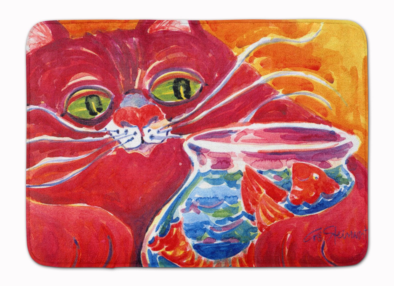 Caroline's Treasures Big Red Cat at The Fishbowl Floor Mat, Multicolor, 19 inches x 27 inches