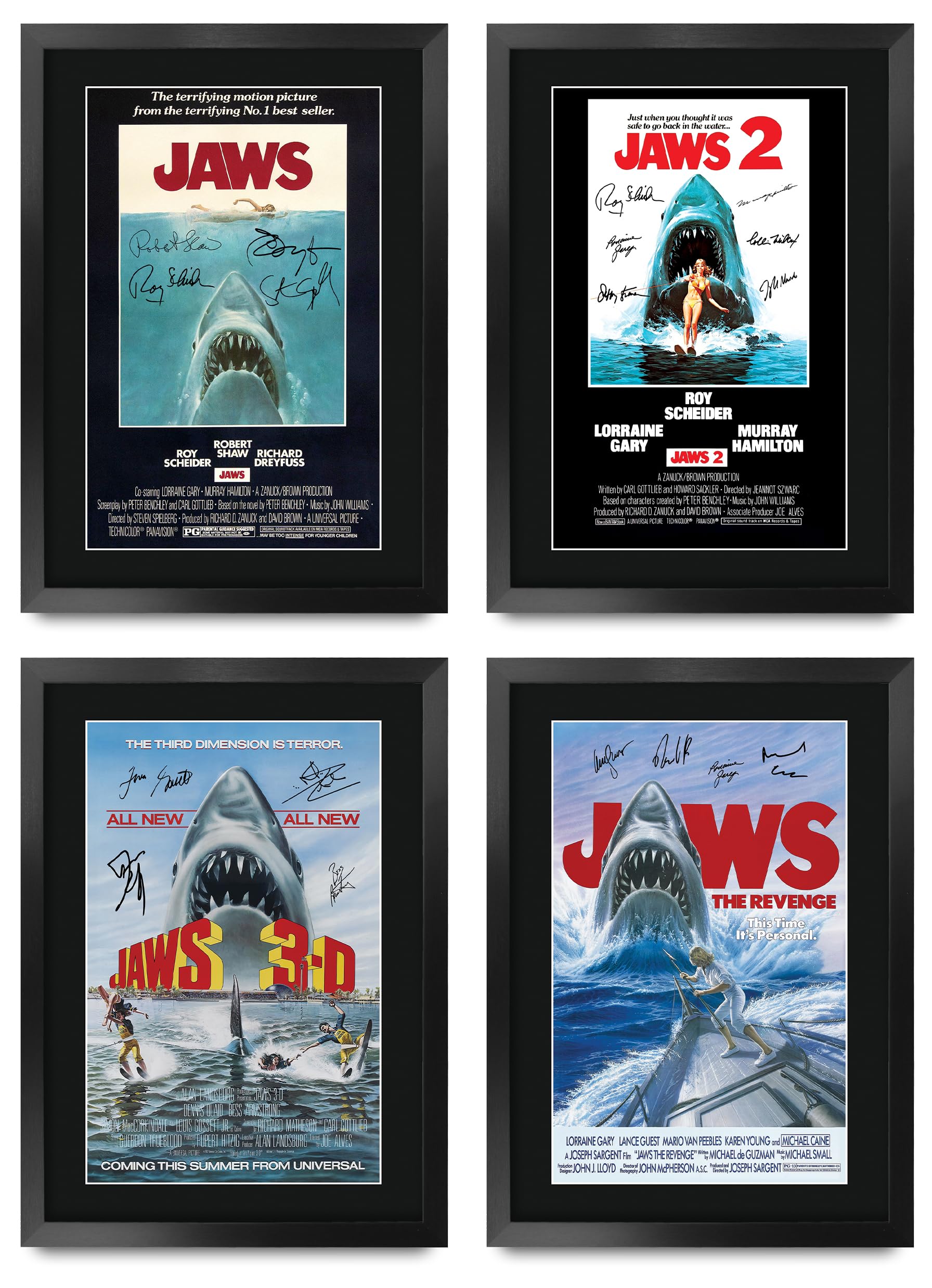 HWC Trading FR A3 Jaws Gifts Printed Poster Set Signed Autograph Picture for Movie Memorabilia Fans - A3 Framed — image 1