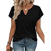 WIHOLL Womens Summer Tops 2026 Cap Short Sleeve Shirts V Neck Tshirts Spring Blouses Beach Vacation Clothes