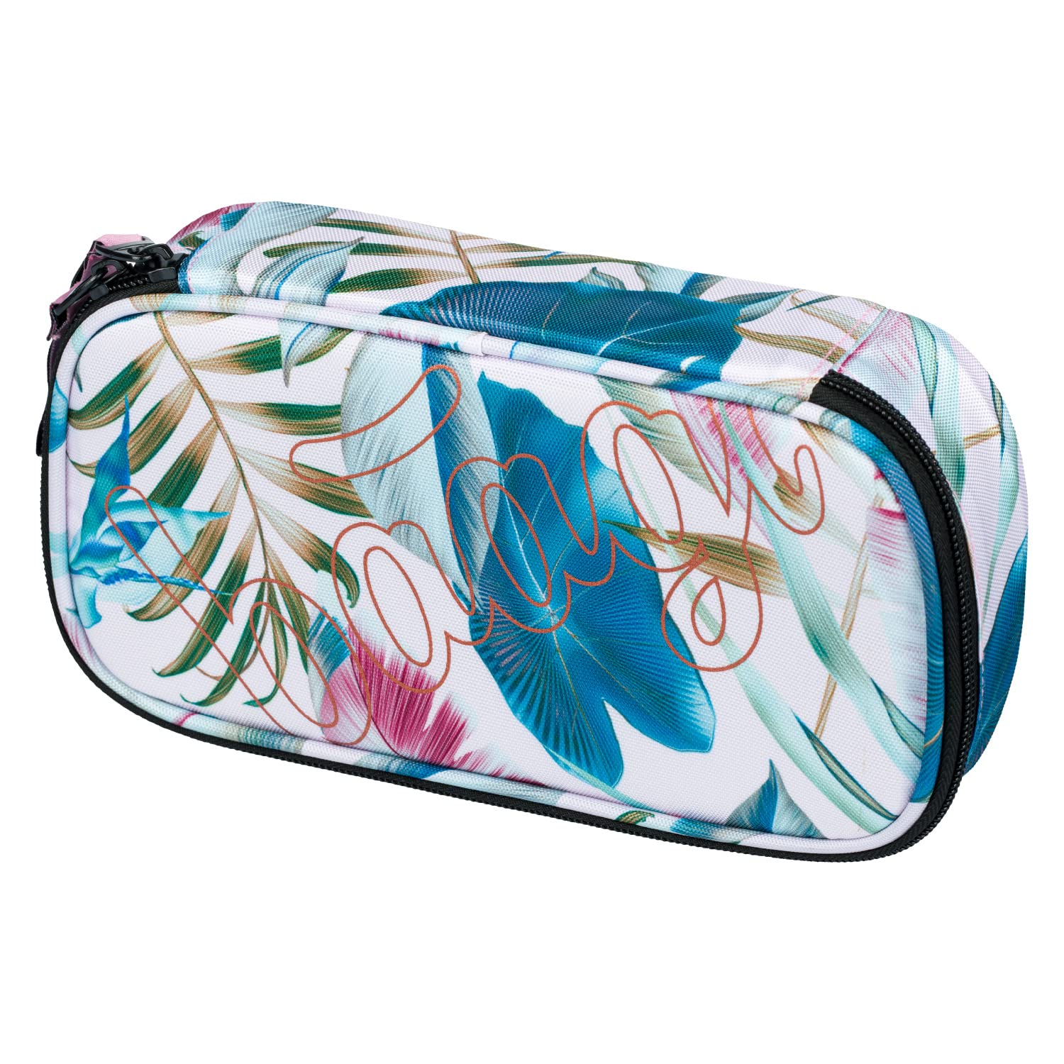 Baagl School Pencil Case - Large Storage Space, Durable Materials, Trendy Design - 2 Compartments, 12 Pen Holders - Skate Leafs, Girls and Boys - 23 x 12 x 5 cm — image 1