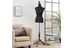 DKELI Dress Form for Sewing Clothes Mannequin Stand Female Adjustable Manikin Body for Displays Women Jewelry Torso Model with Tripod Stand,Black