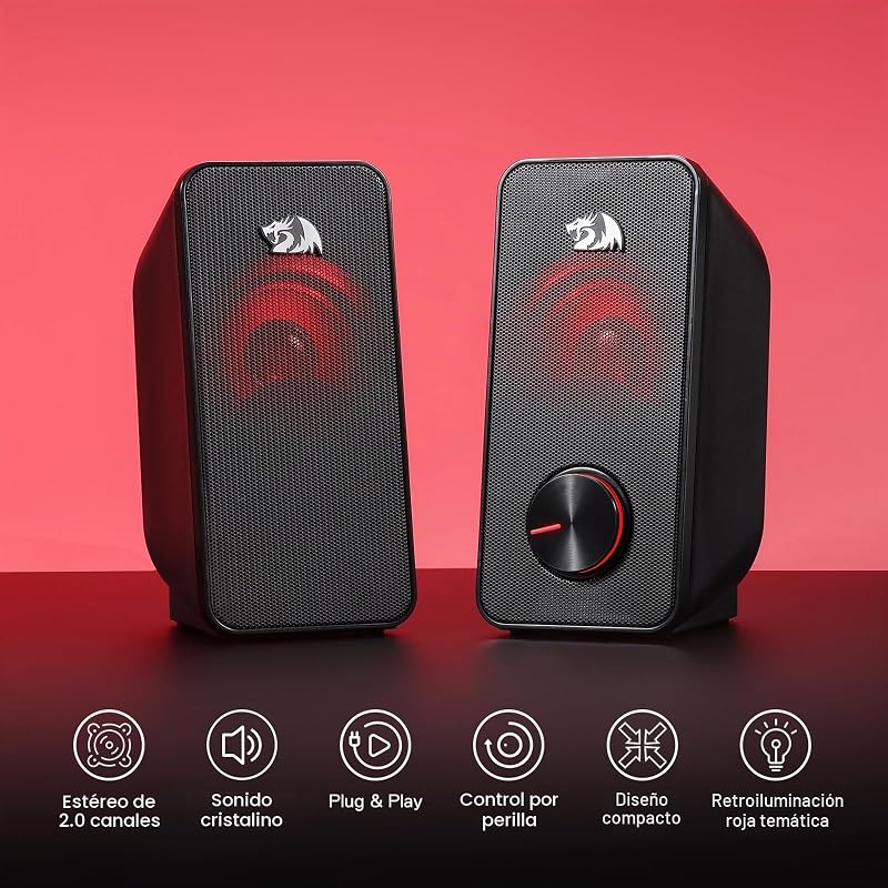 GS500 Altavoz PC 2.0 Retroiluminación Roja USB