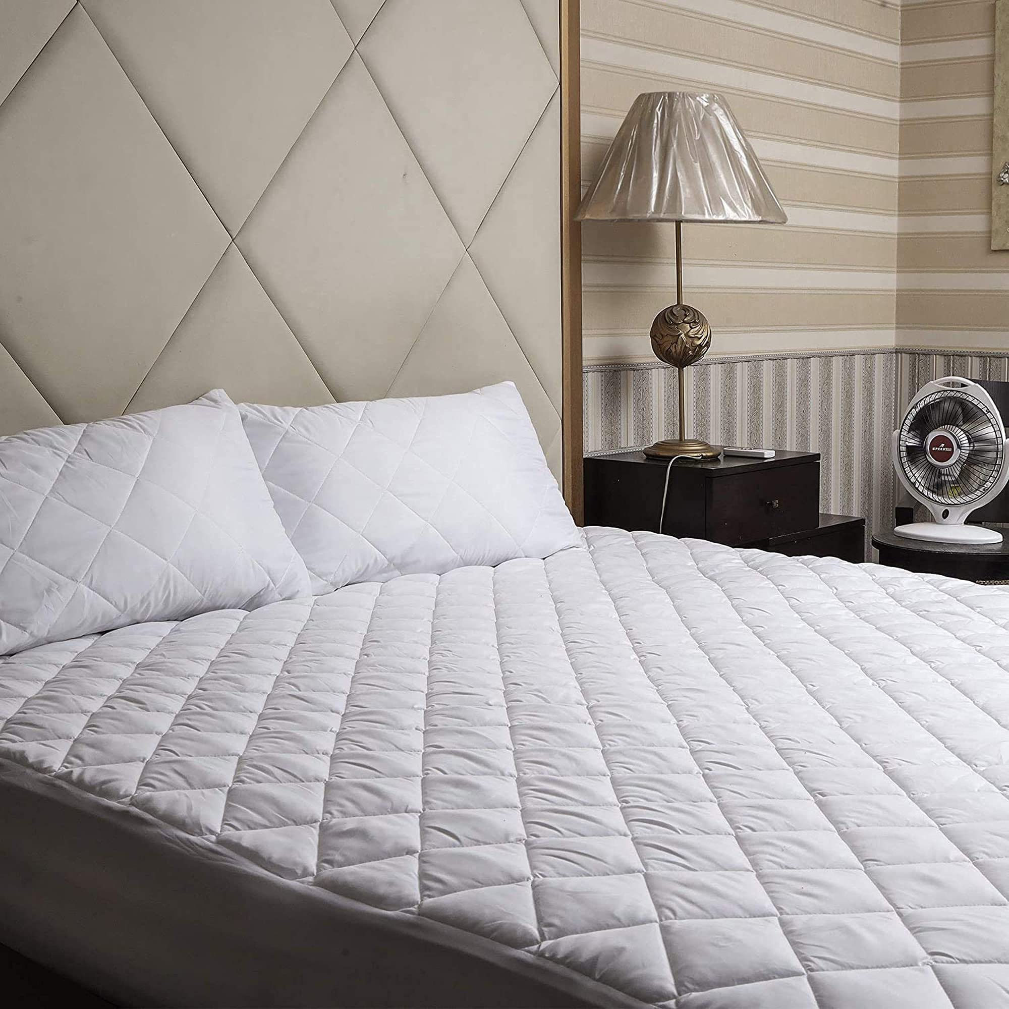 KB Tradax Premium Quilted Mattress Protector Microfiber Single Fitted 40cm Extra Deep Skirt Soft Touch for Extra Comfort Non Noisy Hotel Quality Anti-Allergy & Breathable (Single) White