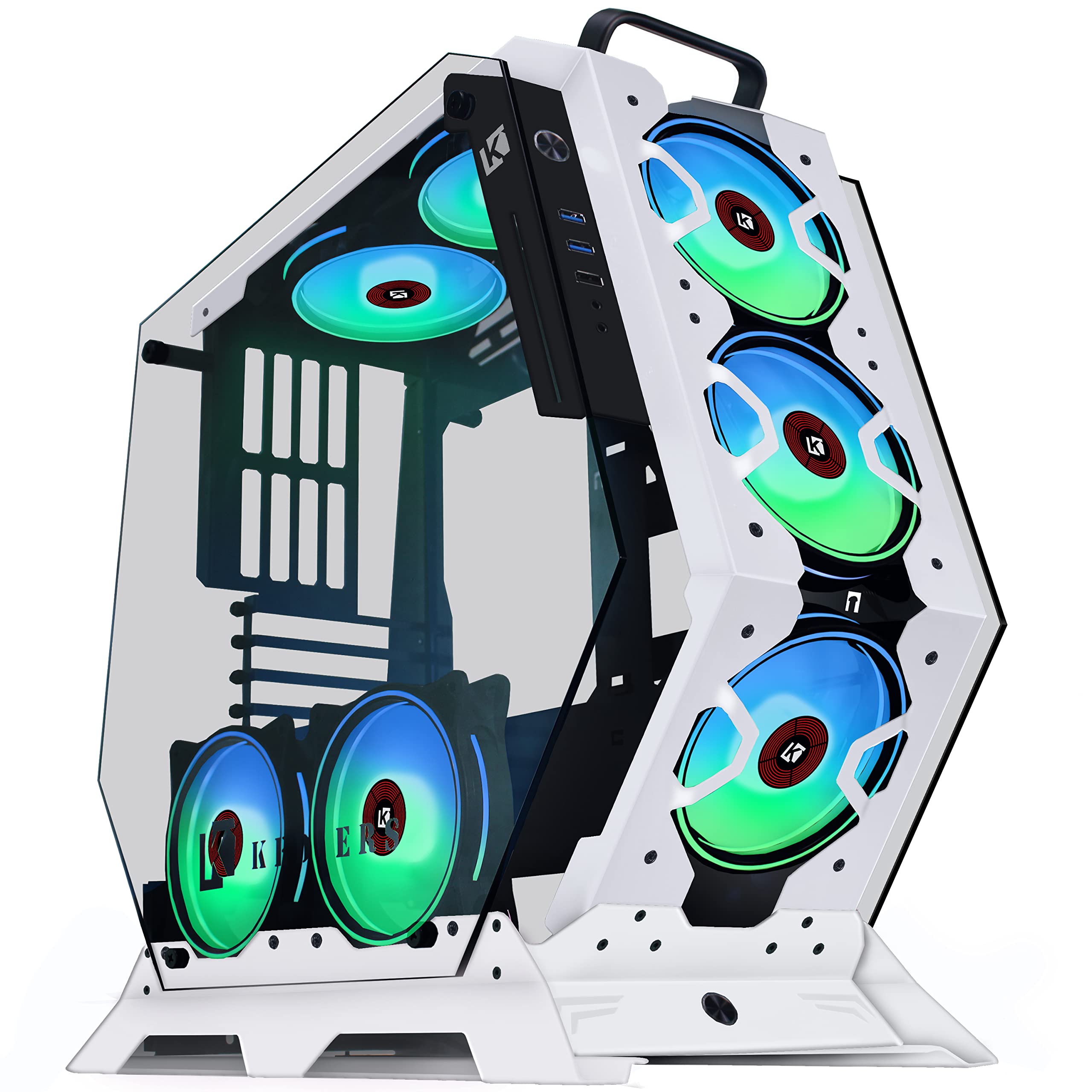 KEDIERS PC Case - ATX Tower Tempered Glass Gaming Computer Open Frame Case with 7 RGB Fans