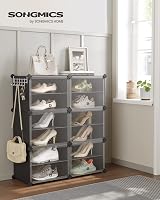 SONGMICS Interlocking Shoe Rack 6-Slot Modular Storage Cabinet with Doors view 2