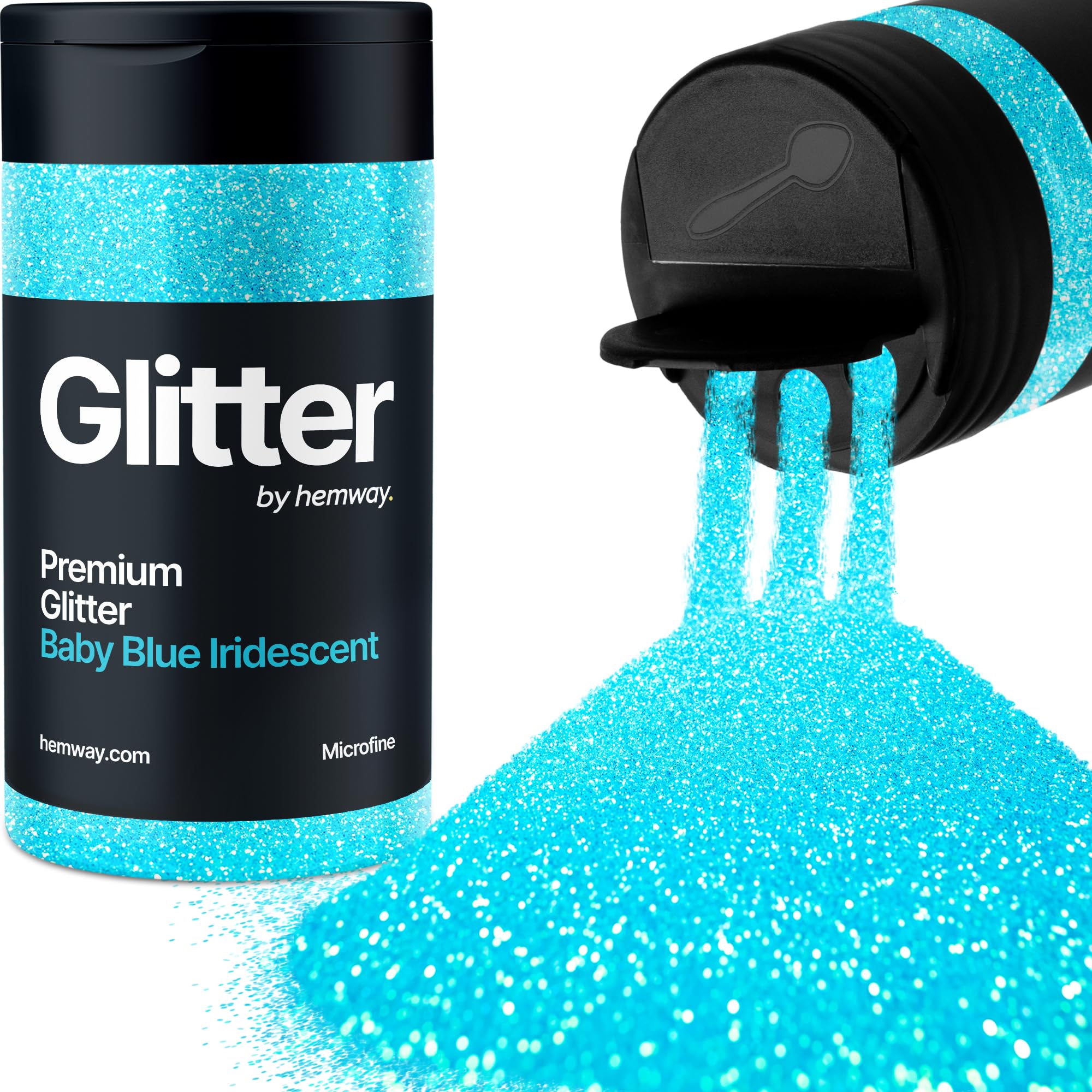 Baby Blue Iridescent Glitter Shaker, 130g Microfine Glitter, Crafts 1/256" Metallic Flake Baby Blue Sequins, Resin & Epoxy Crafts, Decorating, Halloween, Christmas Nail, Face, Hemway