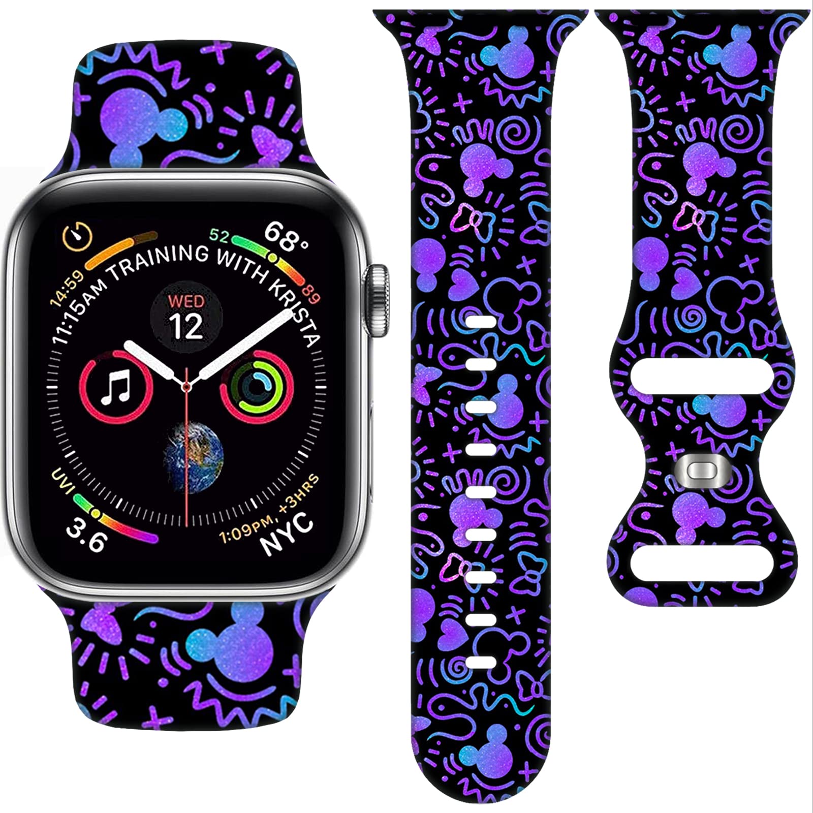 Cartoon Band Compatible with Apple Watch 38mm/40mm/41mm/42mm/44mm/45mm/46mm, Cute Bands Replacement for Apple Watch Series 10 9 8 7 6 5 4 3 SE2, Silicone iWatch Band for Women Men