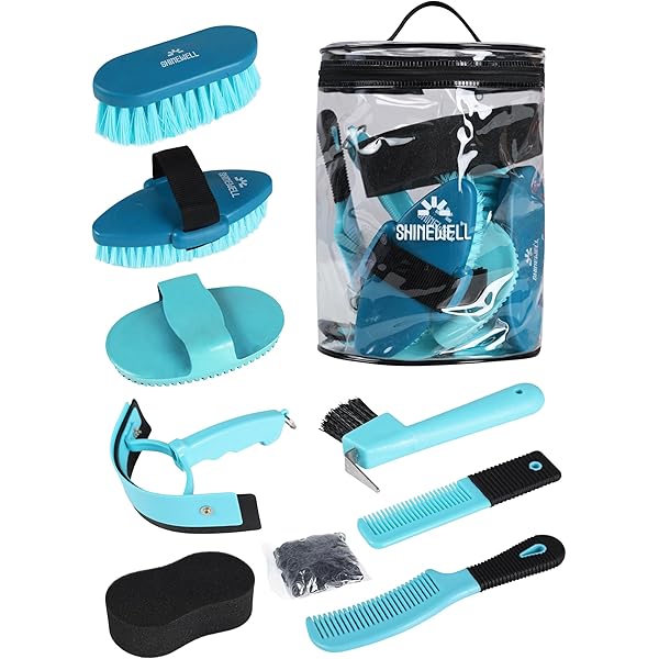 Harrison Howard Lot de 11 kits de soin pour chevaux avec poche à brosse pliable
