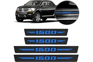 RTGiujds 4Pcs for RAM 1500 Door Sill Protector Reflective 4D Carbon Fiber Sticker Decoration Door Entry Guard Door Sill Scuff Plate Stickers Accessories for RAM 1500 (Blue)