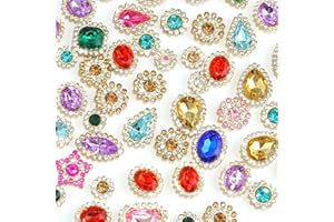 OEMOO 50 PCS Sew on Rhinestones Mixed Shapes Glass Mix Colors Rhinestones Sew on Crystal Gems Mental Flatback with Silver Claw for Jewelry Crafts Clothes DIY Craft Shoes Dress Jewelry Making