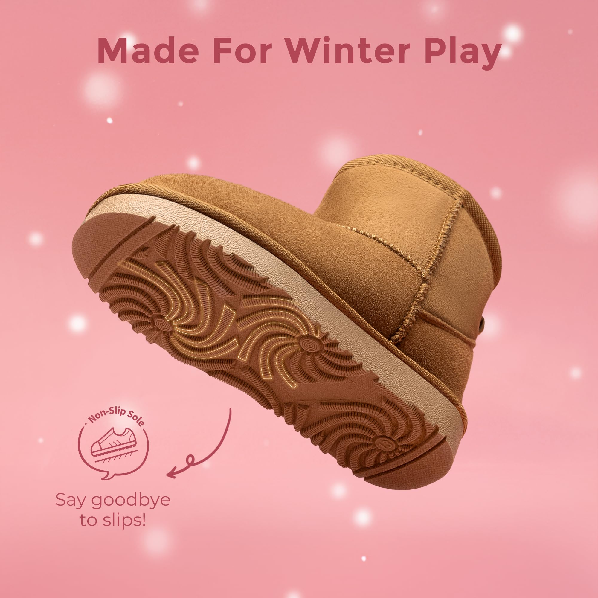 DREAM PAIRS Girls Boys Boots Kids Winter Ankle Faux Fur Lined Snow Shoes FuzzyClassic Kid's Low Boot for Toddler/Little Kid/Big Kid