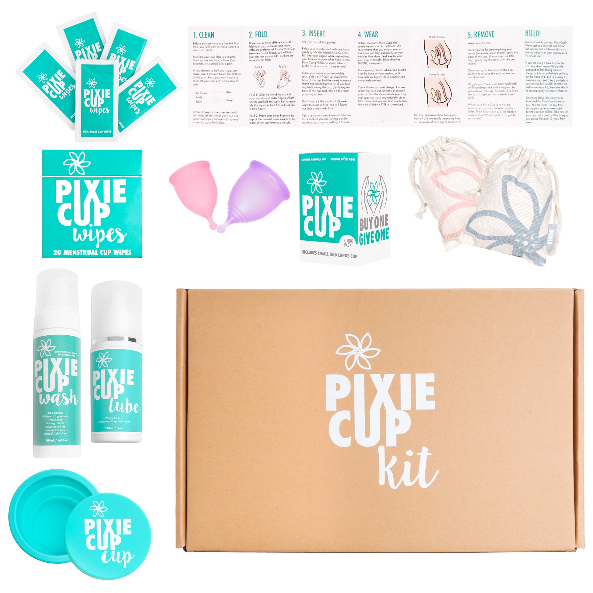 Menstrual Cups Kit Best Period Cup Starter Kit 2 Cups, Wash, 20