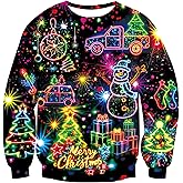 Idgreatim Unisex Ugly Christmas Crewneck Sweatshirt Novelty 3D Graphic Long Sleeve Sweater Shirt