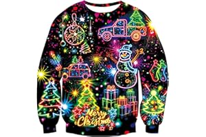 Idgreatim Unisex Ugly Christmas Crewneck Sweatshirt Novelty 3D Graphic Long Sleeve Sweater Shirt