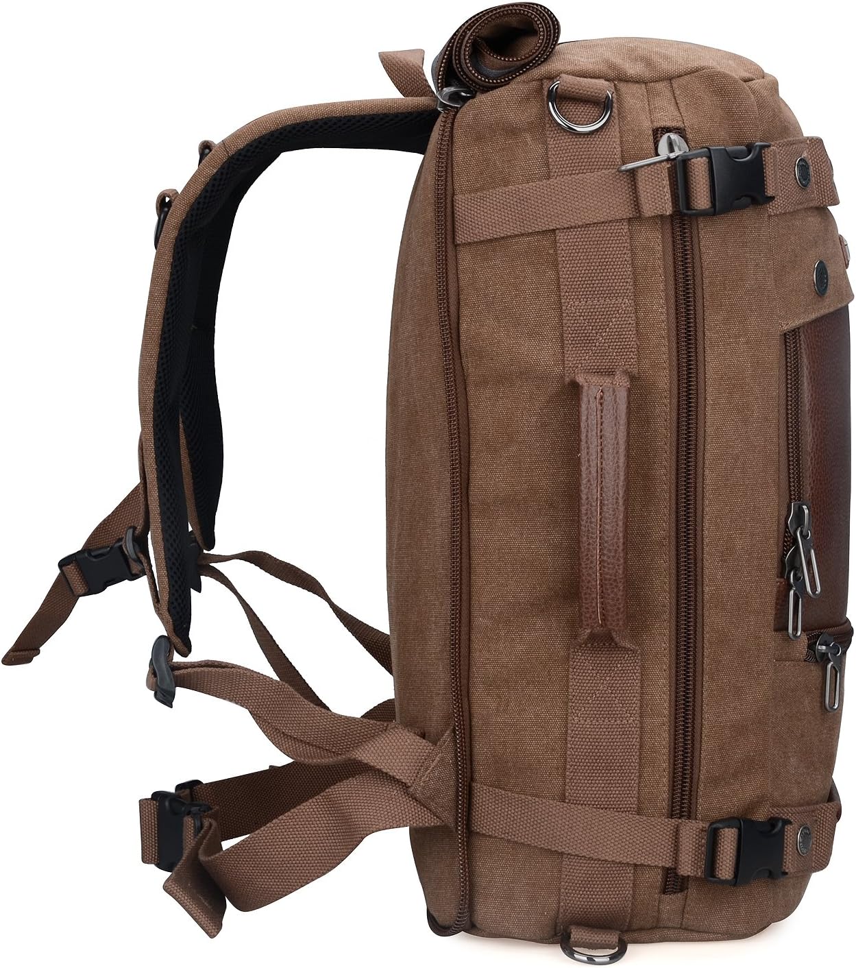 WITZMAN Travel Backpack for Men Women Carry on Luggage Backpack Canvas Rucksack Duffel bag with Shoe Compartment(A2021 Brown) - Image 5