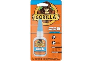 Gorilla Super Glue XL Liquid, Fast-Setting, Versatile Cyanoacrylate Glue, Anti-Clog Cap, Flow Control Formula, Clear, 25g