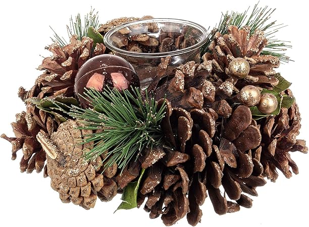 Centrotavola Natalizi Con Pigne.Bizzotto Porta Candele Con Pigne Holz Marrone O 19 Cm Centrotavola Natalizio Decorazione Amazon It Casa E Cucina