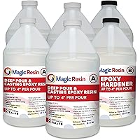 Magic Resin | Deep Pour Epoxy Resin Kit for River Tables | 6 Gallon (22.8 L) | 4'' Casting Epoxy | Crystal Clear | for Deep P