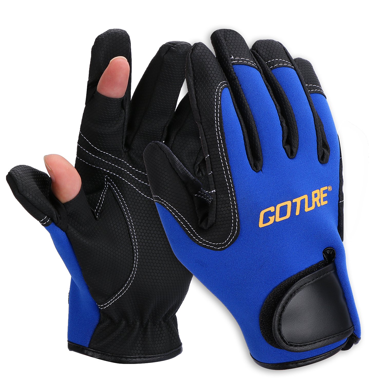 Goture ゴチュール フィッシンググローブ 2本指出し メンズ グローブ 指だし 釣り用 手袋 穴あき アウトドア ネオプレーン 投げ釣りグローブ L サ Viralix