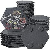 MAPRIAL 36 Pieces Slate Coasters Bulk, 4 Inch Hexagonal Blank Black Stone Coaster for Drinks Natural Handmade Hexagon Rock for Laser Engraving, Gifts, Engraver, Wedding, Christmas, Home Decor