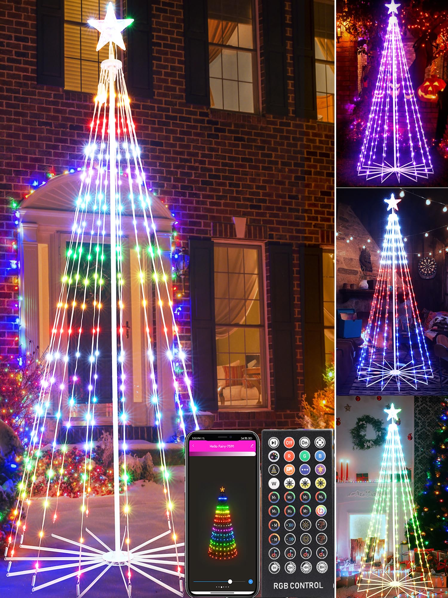 Photo 1 of Joomer Christmas Tree Star Lights,7FT 295LED Smart Color Change Christmas Lights with Remote Timer Music Sync Bluetooth App Controlled RGB Lights for New Year Christmas Decoration