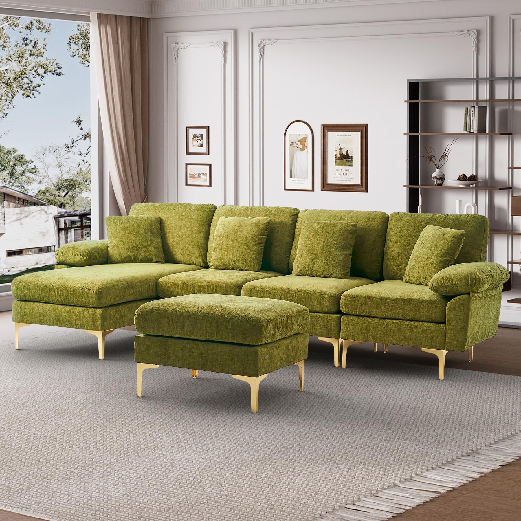 Wrofly U-Shaped Sectional Sofa Couch, 114" Comfy