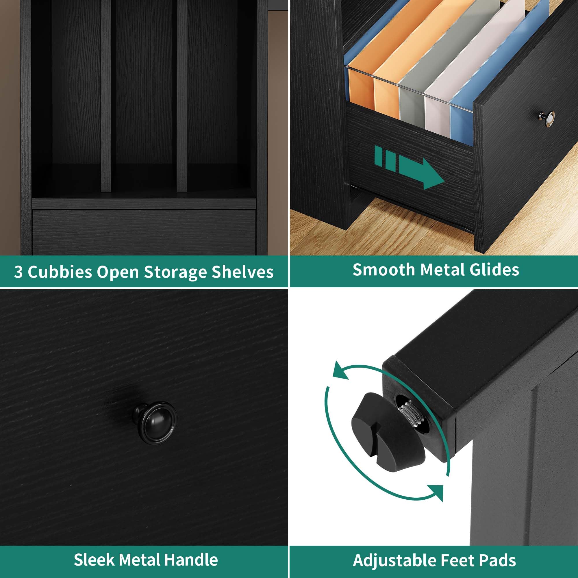 Photo 1 of DWVO Sold OutYITAHOME L Shaped Desk with Power Outlets & LED Lights, 67" Computer Desk with File Drawer, Corner Desk Home Office Desks with Monitor Stand & 3 Cubbies Storage Shelves, Black