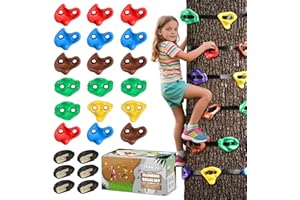 SEKKVY 18PCS Ninja Tree Climbing Holds and 6 Sturdy Ratchet Straps for Kids Tree Climbing, Large Climbing Rocks for Outdoor Ninja Warrior Obstacle Course Training