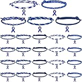 Tondiamo 30 Pcs Colon Cancer Awareness Accessories Bulk Bracelets Anti Bullying Blue Ribbon Accessories for Men Women Child Abuse Prevention Charity Recognition Public Even Prostate Cancer