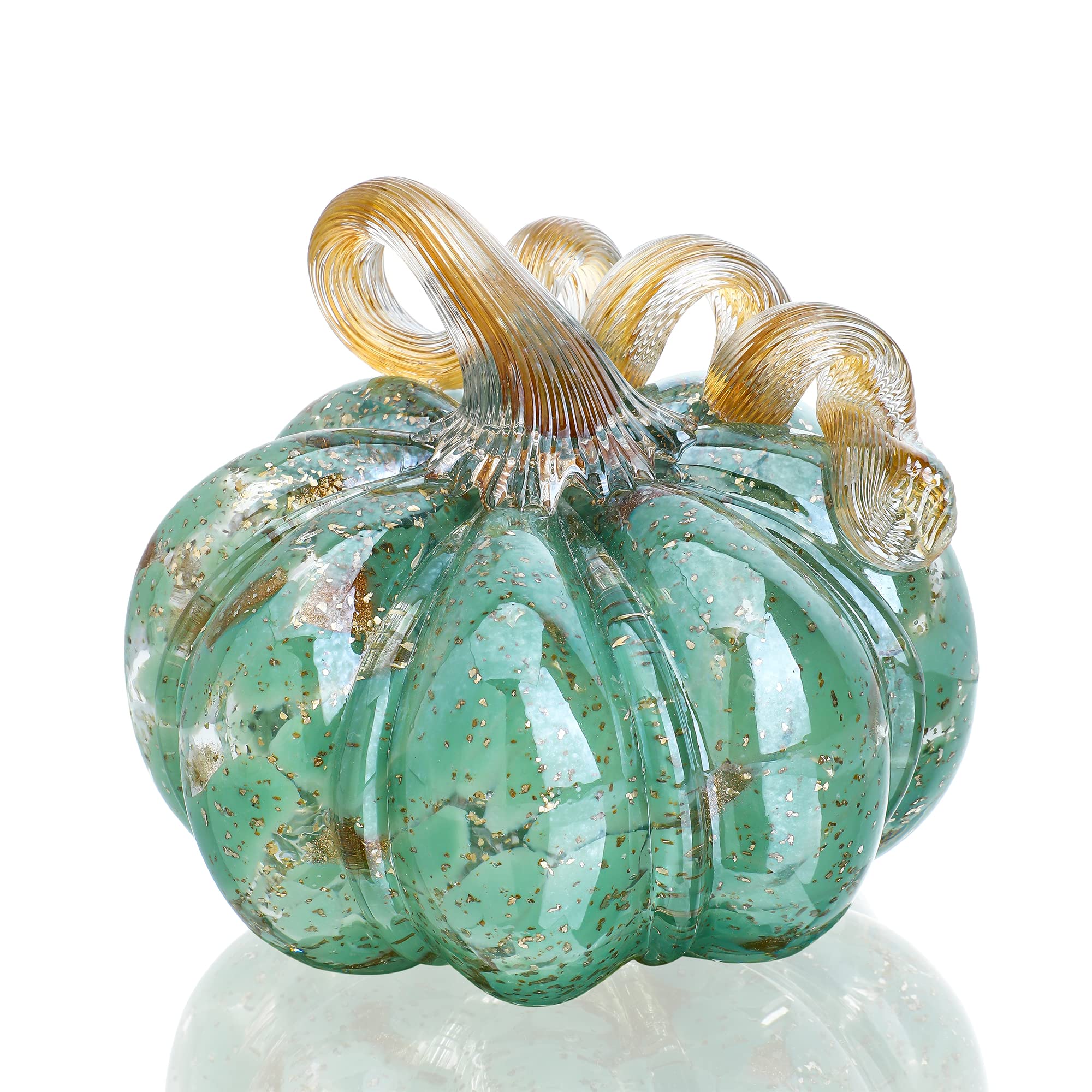 Photo 1 of QFkris 5" Blown Glass Pumpkin Figurines - Collectibles for Halloween & Fall Decorating - Crystal Pumpkins Paperweight