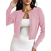 LETDIOSTO Cropped Cardigan Bolero Shrug for Women, Button Down Long Sleeve Knit Sweater for Dresses,for Jeans, XS to XL