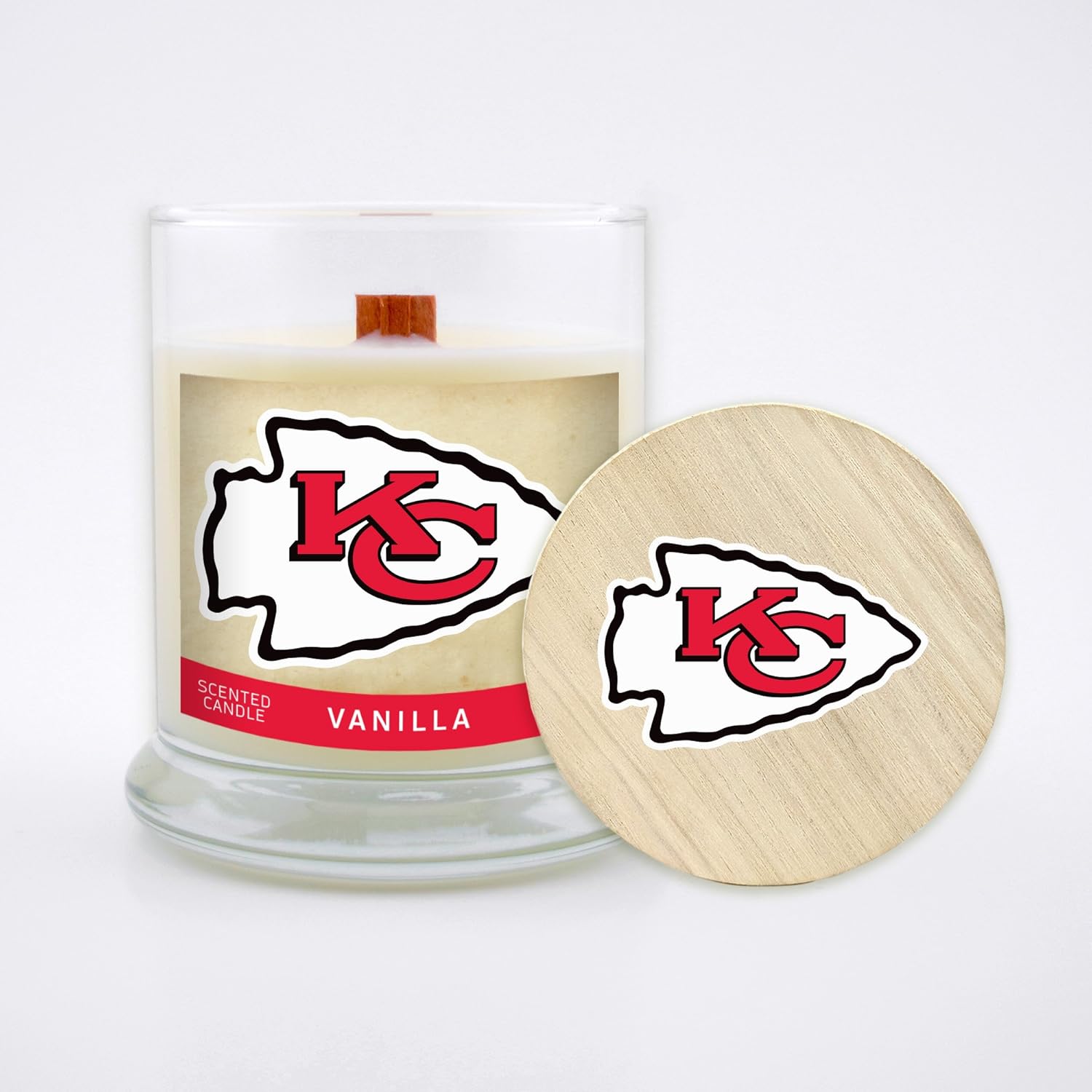 Worthy Promo NFL Unisex-Adult NFL 8 Oz Soy Wax Wood Wick Candle with Lid