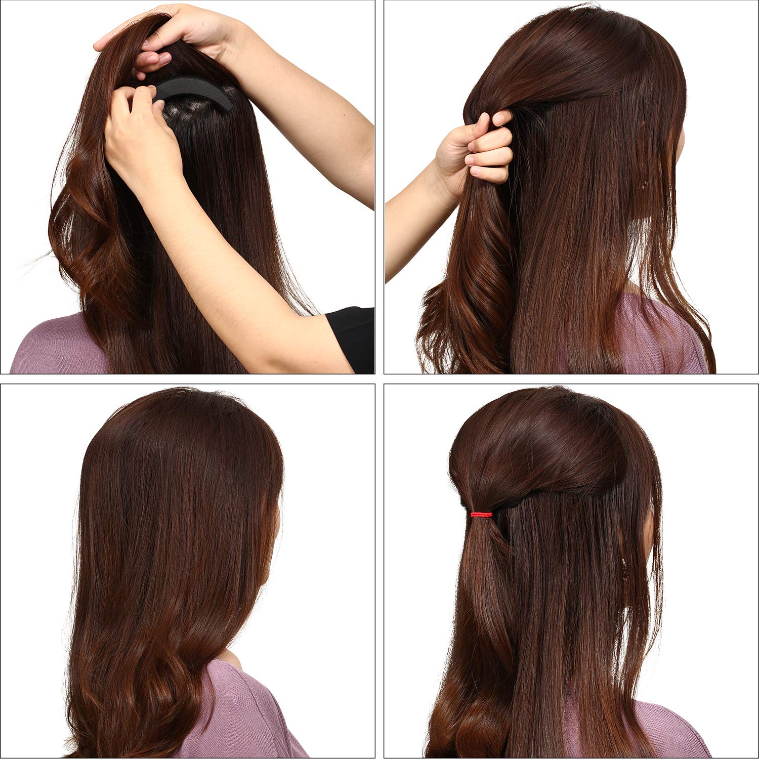 11 Pieces Women Sponge Volume Bump Inserts Hair Bases Hair Styling Tools Hair Bump Up Combs Clips Black Sponge Hair Accessories for Women DIY Hairstyles (Black): Beauty